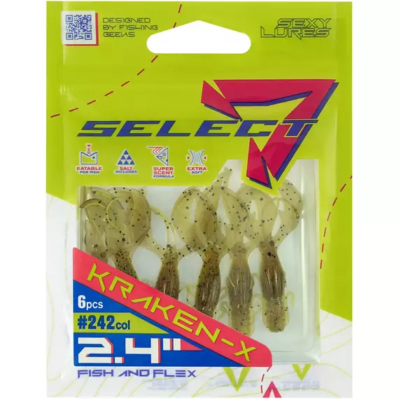 Силікон Select Kraken-X SE 2.4" #242 (6шт/уп), Довжина силікону: 2.4" (6.1 см), Колір силікону: 242, фото , изображение 2